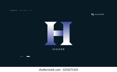Logotipo simple H en colores blanco y azul