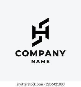 Diseño de logotipo abstracto simple de letras H + S