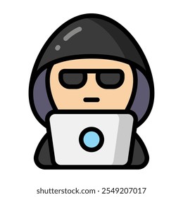 Simple Hacker icono colorido. El ícono se puede utilizar para Sitios web, Plantillas impresas, Plantillas de presentación, ilustraciones, etc	