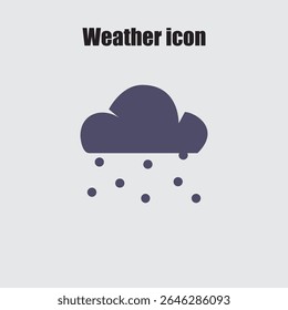 Simple hail cloud icon features a graphic element representing stormy skies with rainfall for use in weather forecasts.
