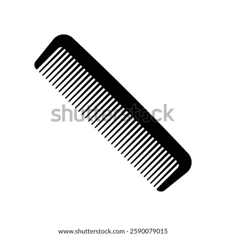Simple hair comb black and white flat vector icon design on white background