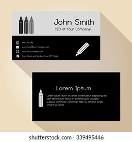 simple half black and gray business card design with pencils eps10