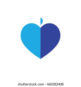 Simple Half Blue Fruit Heart  Vector Outline Graphic Icon, can be use in t-shirt, bag, app, website, and other graphic element.