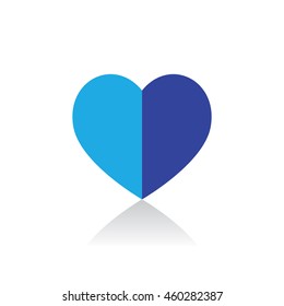 Simple Half Blue Heart Vector Outline Graphic Icon, can be use in t-shirt, bag, app, website, and other graphic element.