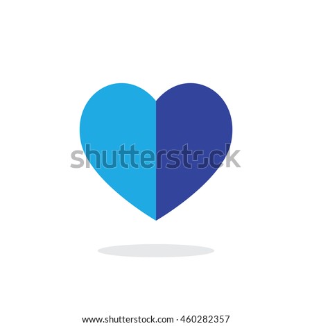 Simple Half Blue Heart Vector Outline Graphic Icon, can be use in t-shirt, bag, app, website, and other graphic element.