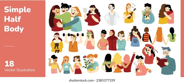 Ilustración simple de la actividad de medio cuerpo