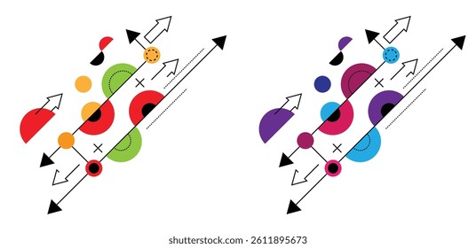 Simple Half Circle Line Art Web Design Element Colorful Set. Graphic design web resources vector art