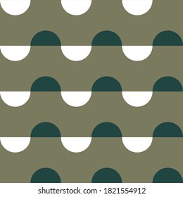 Simple half circle stripes pattern on a green background