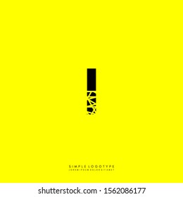 simple half cracked monogram I logo letter isolated on yellow background design concept