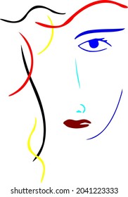 simple half face color drawing