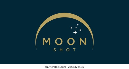 simple half moon logo template icon vector