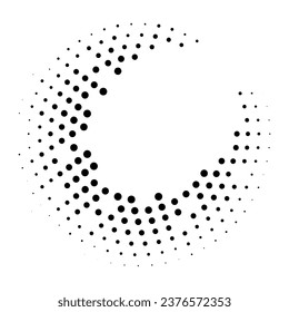 Sencillo semitono salpicado círculo negro. Ornamento ondulado con efecto de marco circular con minimalismo vectorial artístico creativo
