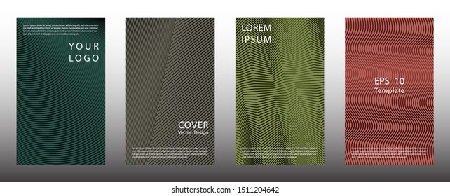 Simple halftone gradient cover page templates vector set. Business graphic design. Flyer halftone backgrounds collection. Brochure covers with lines, curves geometry. Gradient elements.
