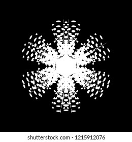 Simple halftone snowflake lace for your design. Single grunge isolated christmas artistic template. EPS10 vector.