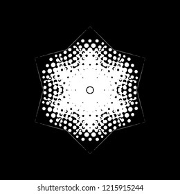 Simple halftone snowflake lace for your design. Single grunge isolated christmas artistic template. EPS10 vector.