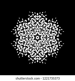 Simple halftone snowflake lace for your design. Single grunge isolated christmas dot artistic template. EPS10 vector.