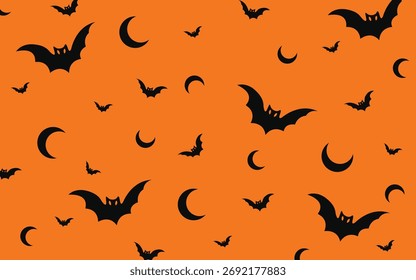Simple Halloween Background With Bats And The Moon