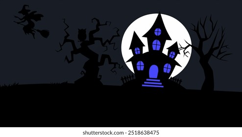  simple Halloween background with scary elements, dark colors
