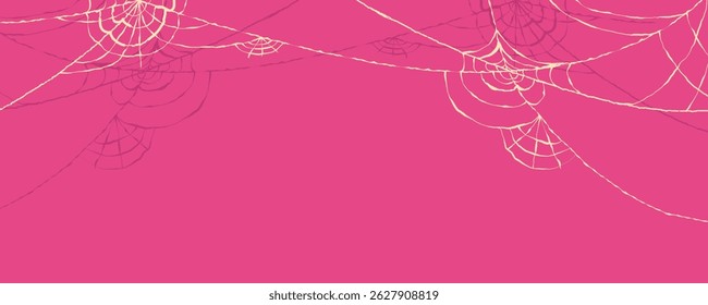 Simple Halloween Banner with Grunge Textured Spider Web Frame in Hand Drawn Style. Doodle arachnid web perfect for cards, party invitations, web