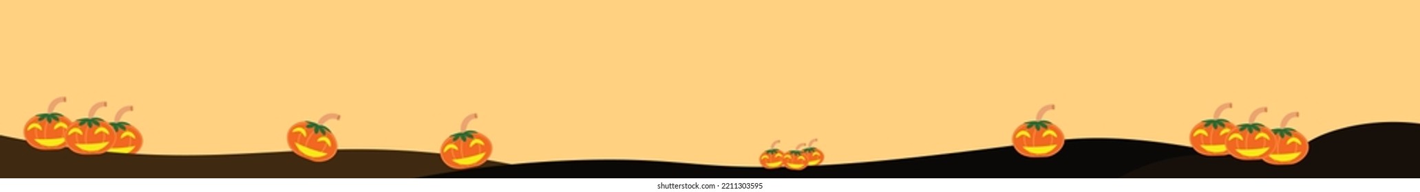 simple halloween brown background tittle background with small hill and pumpkin jack o lantern