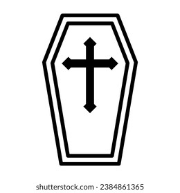 Simple Halloween Christian coffin icon. Vector.