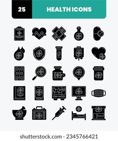Simple Halloween Event Icon Set with Solid Style. Health Report,Health Protection,Life Insurance,Blood Donation.
