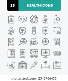 Simple Halloween Event Icon Set with Outline Style. Health Report,Health Protection,Life Insurance,Blood Donation.