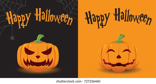 Simple halloween greeting card with jack o lantern character