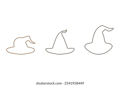 Simple halloween hat outline design set
