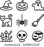 Simple Halloween Icon Set for Graphic Design.