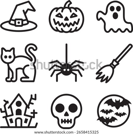 Simple Halloween Icon Set for Graphic Design.