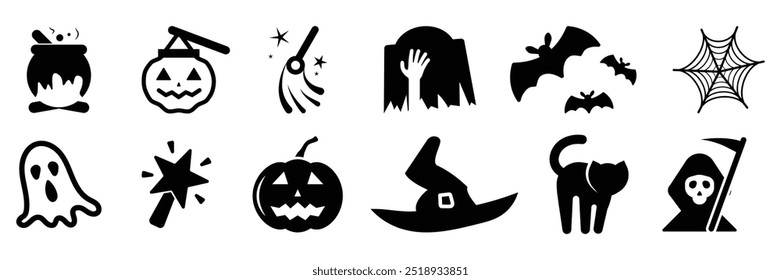 Simple Halloween icons set. Basic - Halloween symbol. Vector Illustration.