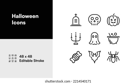 Simple Halloween Line Icon Set