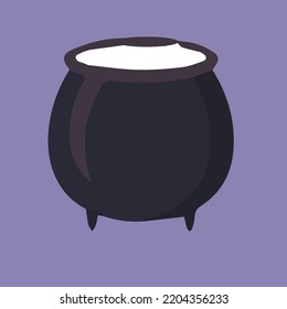 Simple Halloween pot design made with simple elements , with a purple background