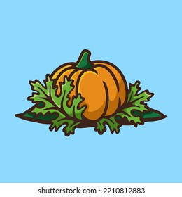 Simple Halloween pumpkin cartoon illustration in flat style