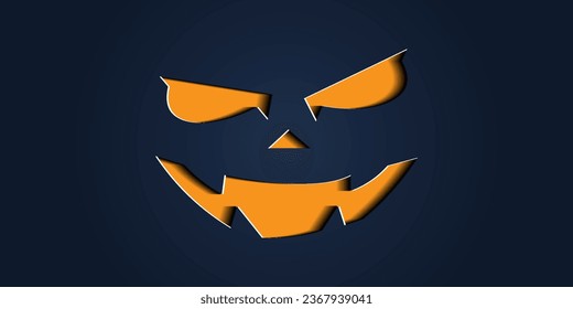 Simple halloween pumpkin expressions in paper cut style for poster or brochure.