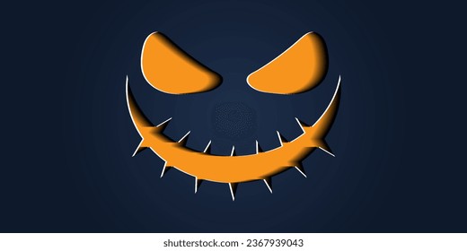 Simple halloween pumpkin expressions in paper cut style for poster or brochure.