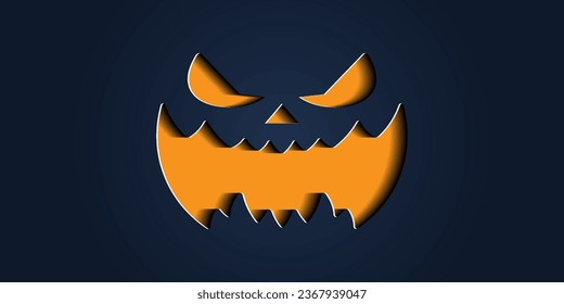 Simple halloween pumpkin expressions in paper cut style for poster or brochure.