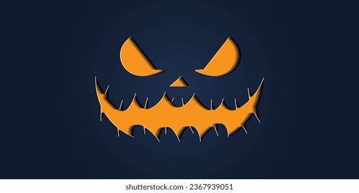 Simple halloween pumpkin expressions in paper cut style for poster or brochure.