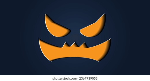 Simple halloween pumpkin expressions in paper cut style for poster or brochure.