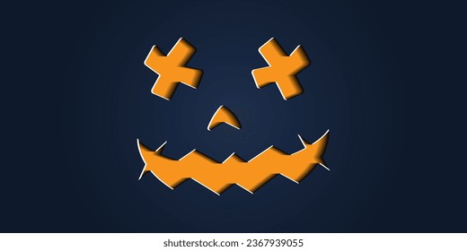 Simple halloween pumpkin expressions in paper cut style for poster or brochure.