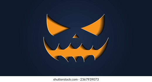 Simple halloween pumpkin expressions in paper cut style for poster or brochure.