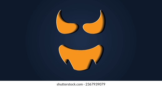 Simple halloween pumpkin expressions in paper cut style for poster or brochure.