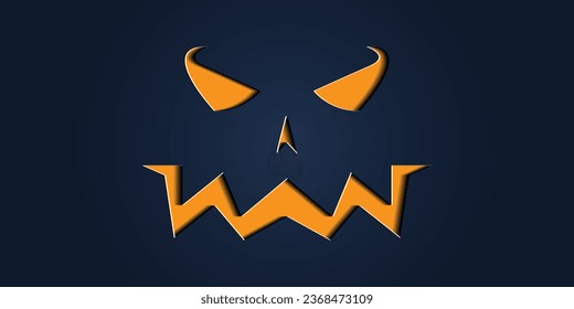 Simple halloween pumpkin expressions in paper cut style for poster or brochure.