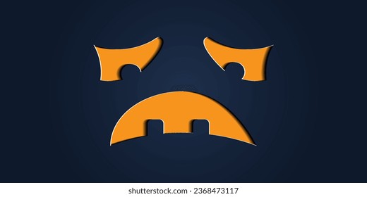 Simple halloween pumpkin expressions in paper cut style for poster or brochure.