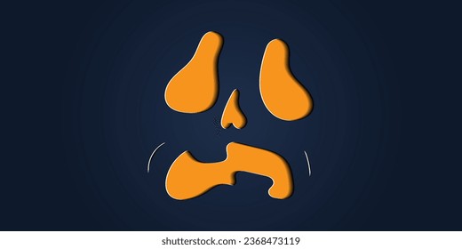 Simple halloween pumpkin expressions in paper cut style for poster or brochure.