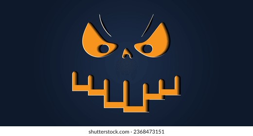 Simple halloween pumpkin expressions in paper cut style for poster or brochure.