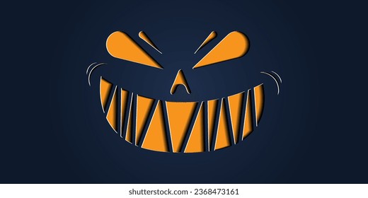 Simple halloween pumpkin expressions in paper cut style for poster or brochure.