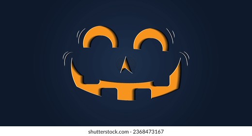 Simple halloween pumpkin expressions in paper cut style for poster or brochure.
