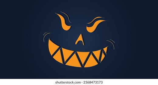 Simple halloween pumpkin expressions in paper cut style for poster or brochure.